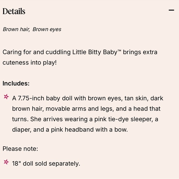 Little Bitty Baby Brown Hair 7.75” Doll Hard to Find American Girl NEW in box - Picture 5 of 5